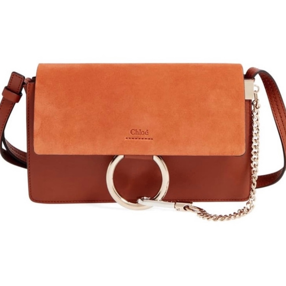 Chloe Leather Adjustable Crossbody Shoulder Bag with Gold Brass Chain Hardware